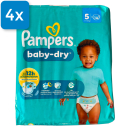 Vorderseite einer Packung Pampers Baby Dry Größe 5. Oben links ist ein blaues Viereck mit der Aufschrift 